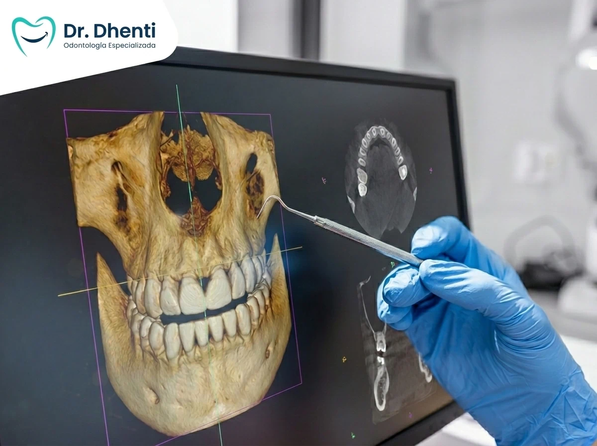 Equipo de especialistas realizando un procedimiento de cirugía oral seguro y mínimamente invasivo con tecnología avanzada en la clínica Dr. Dhenti en Lima.