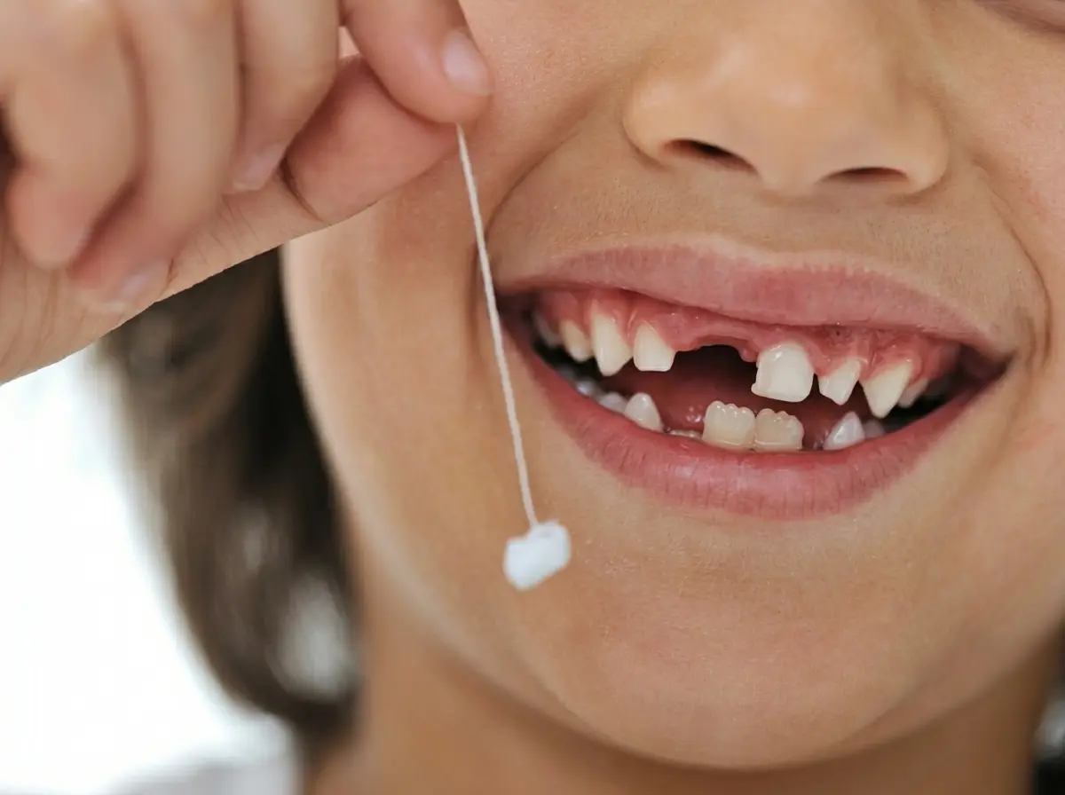 Niño feliz mostrando su diente de leche recién caído, ilustrando la importancia de la salud dental temprana y los tratamientos preventivos en la clínica Dr. Dhenti en Lima.